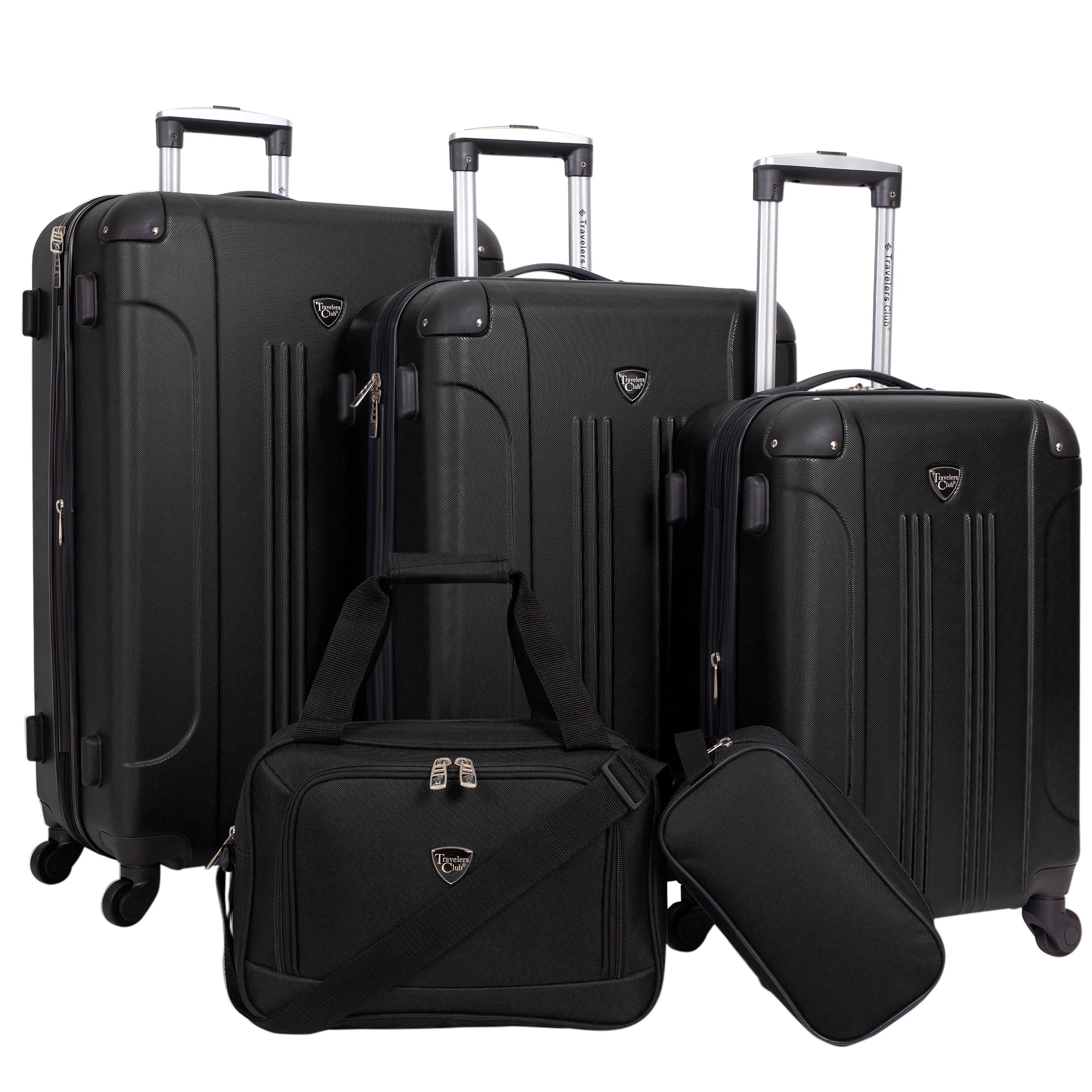 Travelers Club Chicago Plus 5 Piece Luggage Set, Black