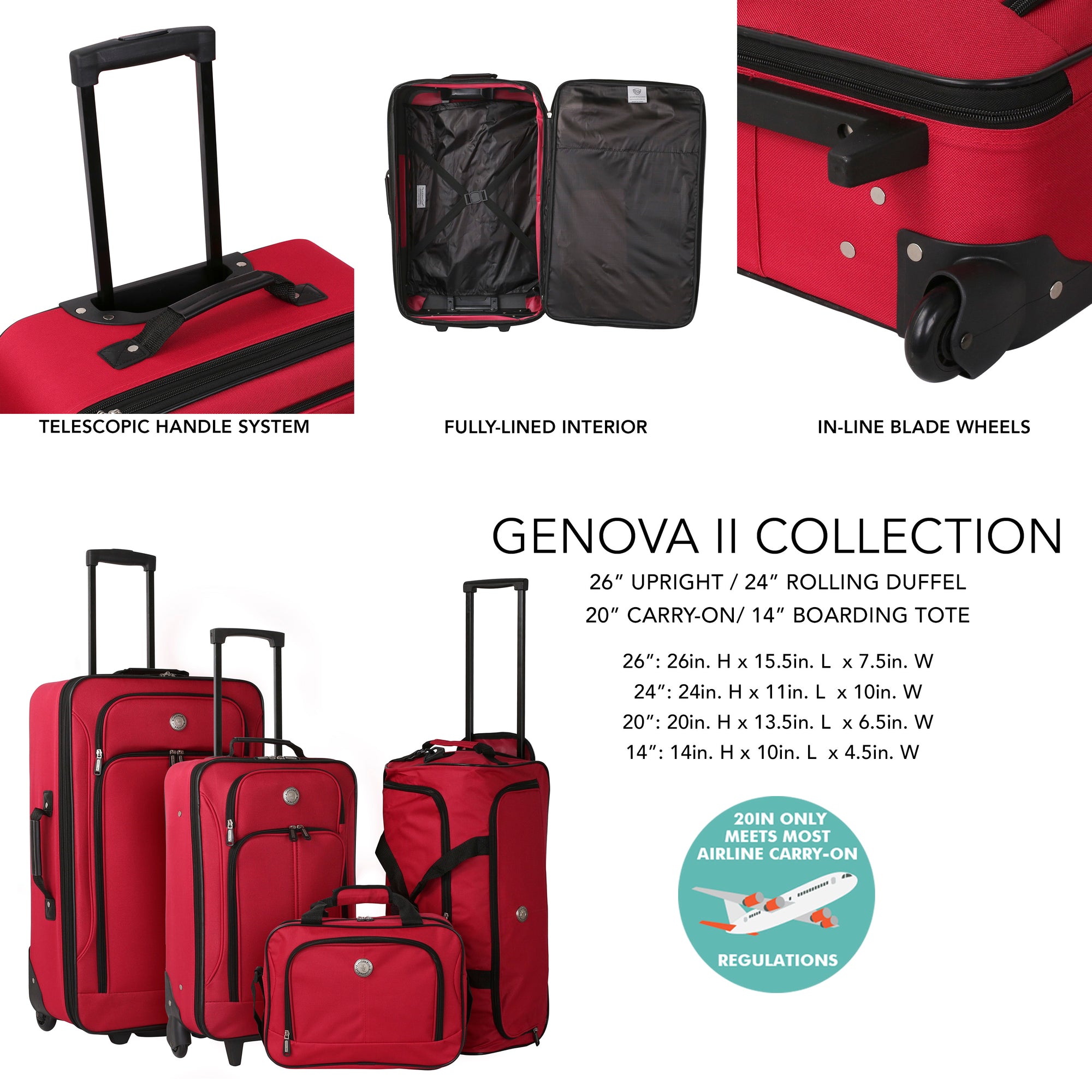 EVA Genova II Collection | 4PCS Travel Set